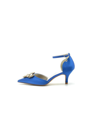 Rhinestone Pointed Toe Kitten Heels With Rhinestone - KissProm