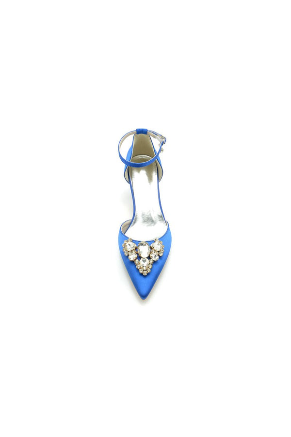 Rhinestone Pointed Toe Kitten Heels With Rhinestone - KissProm