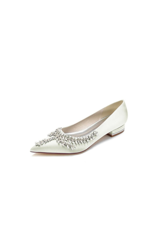 Rhinestone Pointed Toe Kitten Heels - KissProm