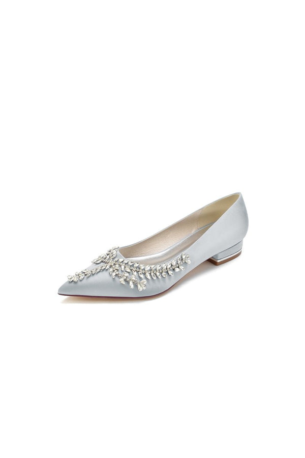 Rhinestone Pointed Toe Kitten Heels - KissProm