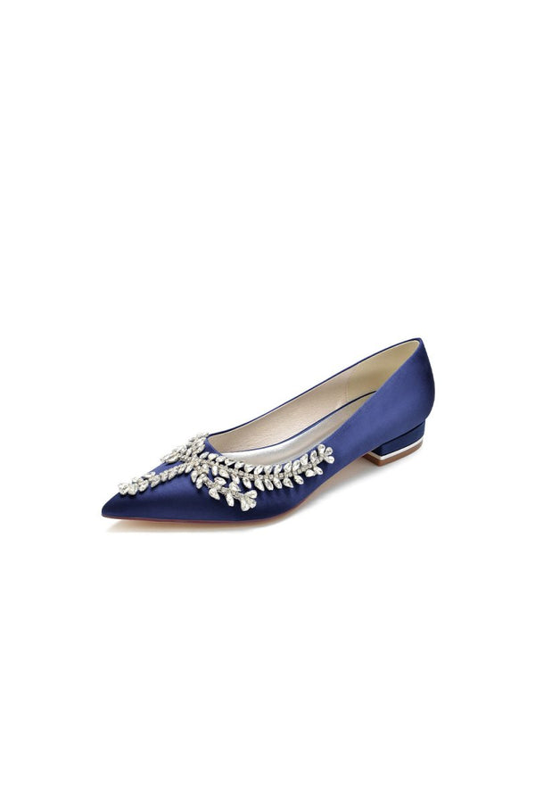 Rhinestone Pointed Toe Kitten Heels - KissProm