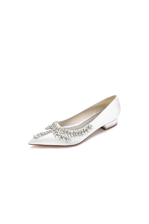 Rhinestone Pointed Toe Kitten Heels - KissProm