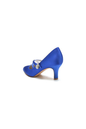 Rhinestone Pointed Toe Satin Stiletto Heels - KissProm