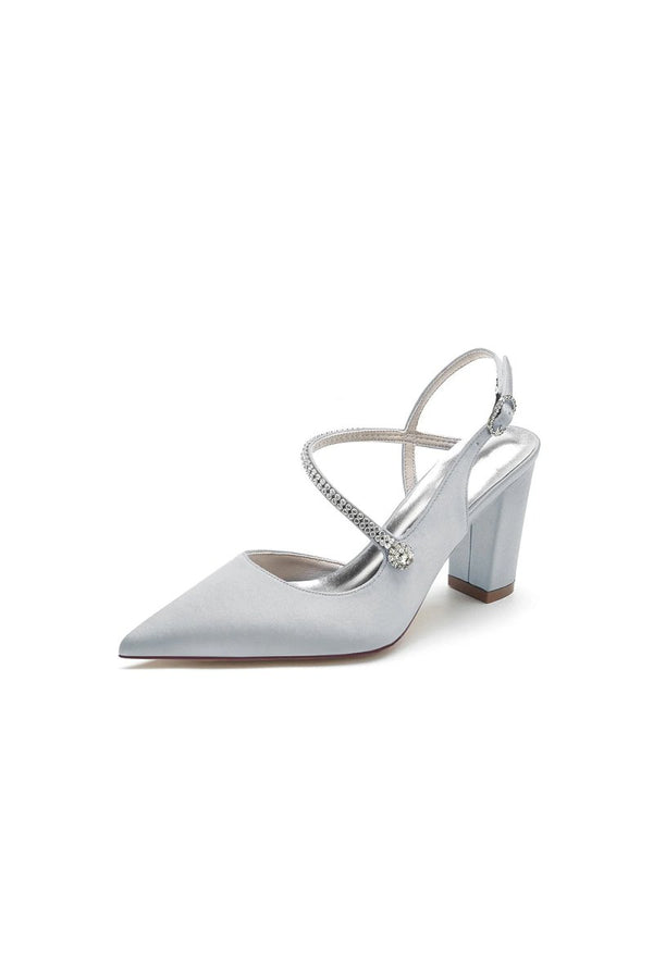 Rhinestone Strap Block Heel Sandals - KissProm