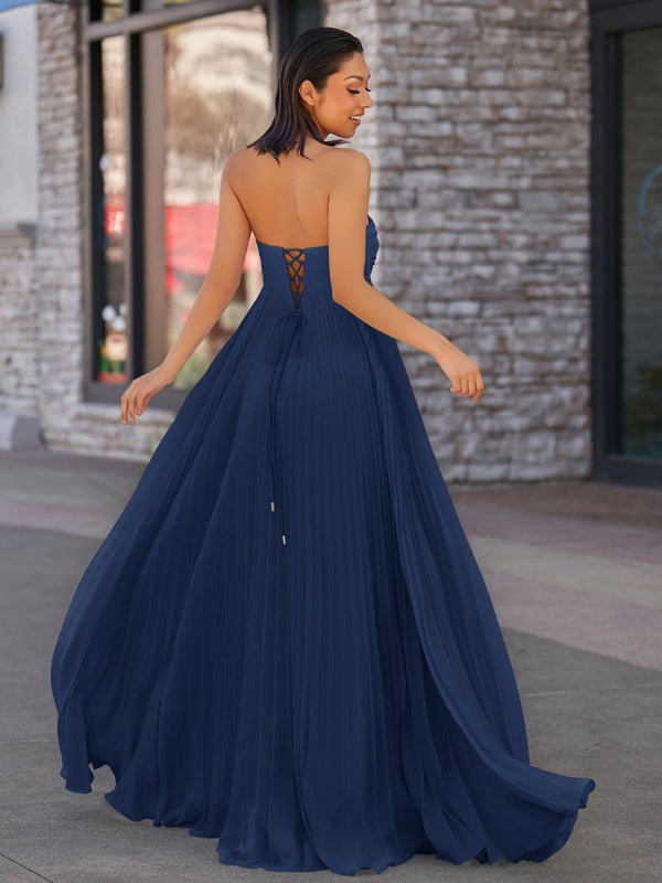 A Line Light Pink Sweetheart Chiffon Long Prom Dress – Prom Dresses by KissProm | Available at KissProm