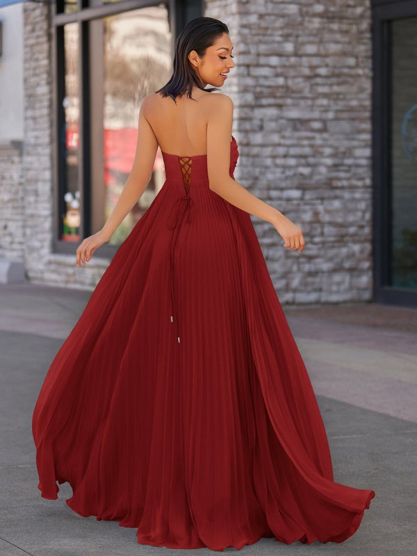 A Line Light Pink Sweetheart Chiffon Long Prom Dress – Prom Dresses by KissProm | Available at KissProm