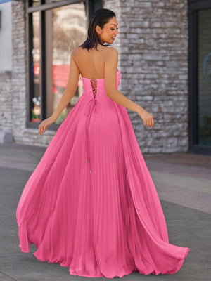 A Line Light Pink Sweetheart Chiffon Long Prom Dress – Prom Dresses by KissProm | Available at KissProm