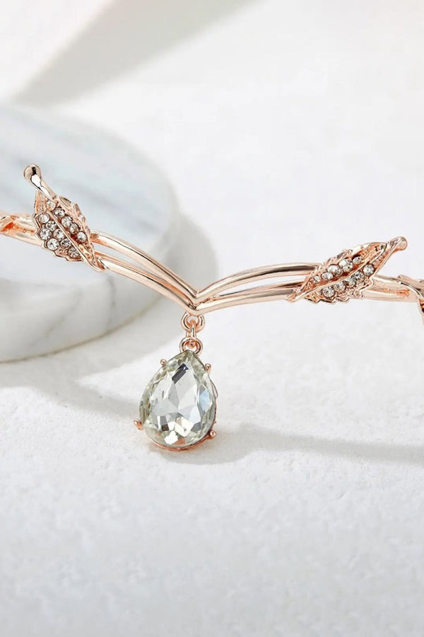 Rose Gold Leaf Crystal Crown - KissProm