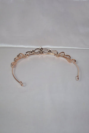 Gold Rhinestone Pearl Wedding Tiara - KissProm