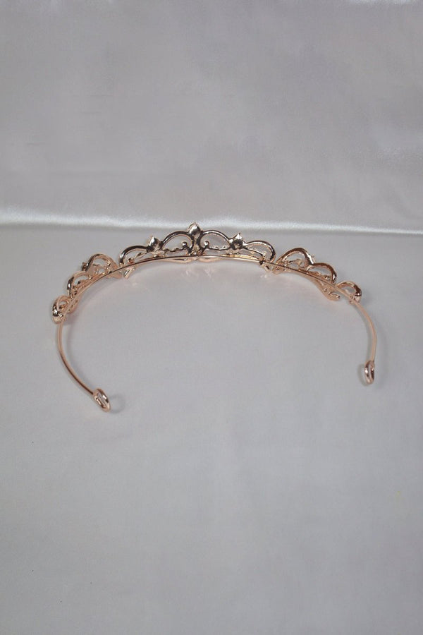 Gold Rhinestone Pearl Wedding Tiara - KissProm