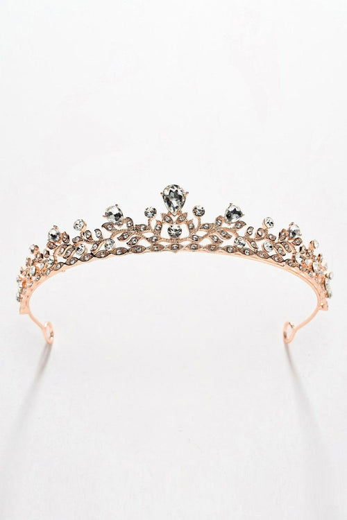 Rose Gold Rhinestone Tiara - KissProm