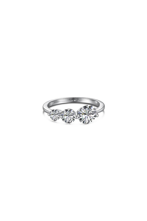 Round - Cut Three Sparkle Zircon Ring - KissProm
