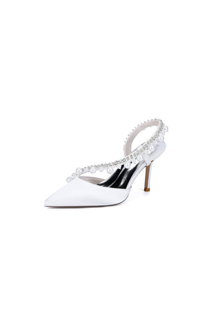 Royal Blue High Heels with Pearl and Crystal Embellishments Description - KissProm