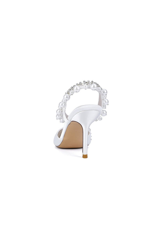 Royal Blue High Heels with Pearl and Crystal Embellishments Description - KissProm