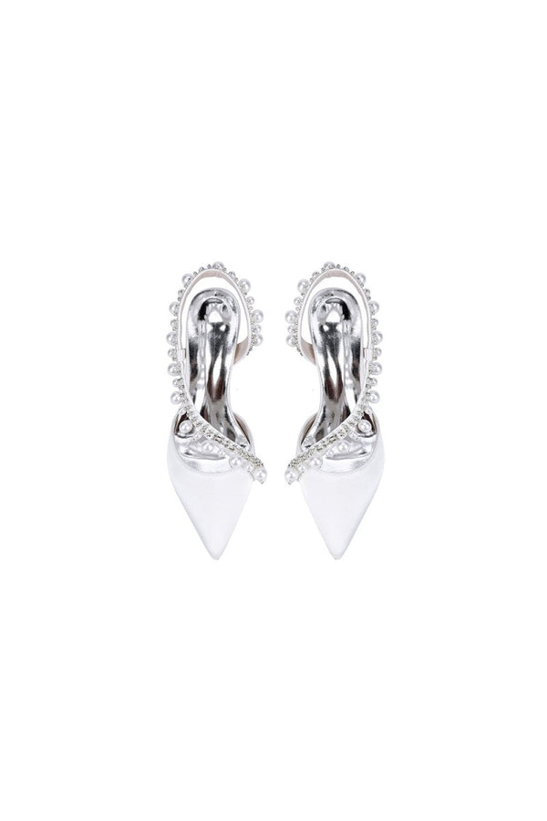 Royal Blue High Heels with Pearl and Crystal Embellishments Description - KissProm