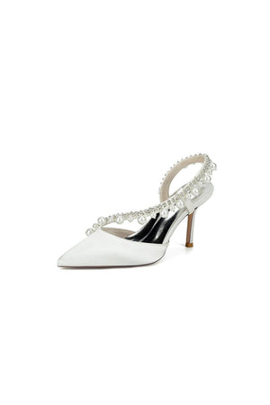 Royal Blue High Heels with Pearl and Crystal Embellishments Description - KissProm