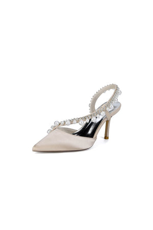 Royal Blue High Heels with Pearl and Crystal Embellishments Description - KissProm