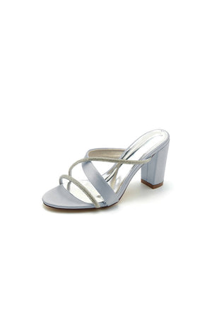 Royal Blue Satin High - Heeled Sandals - KissProm