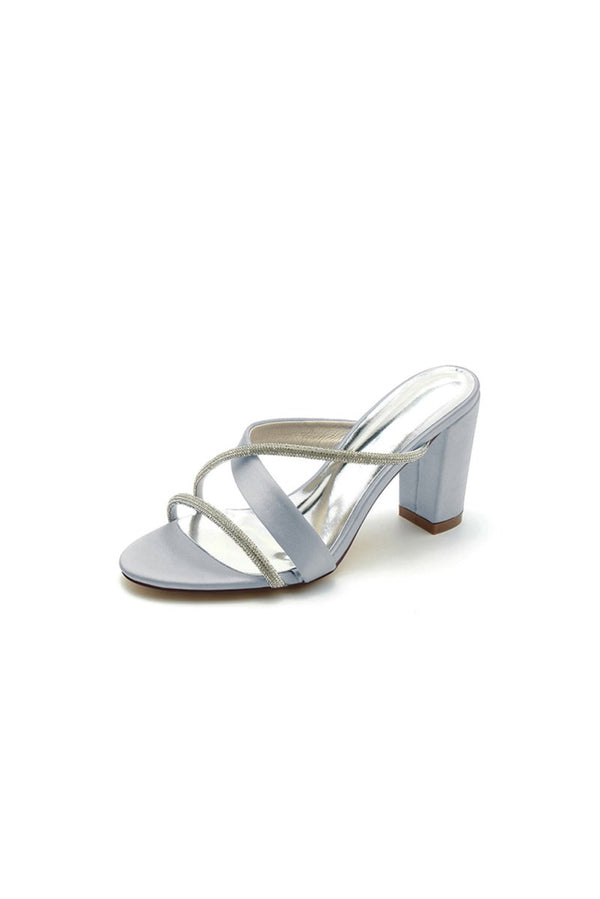 Royal Blue Satin High - Heeled Sandals - KissProm