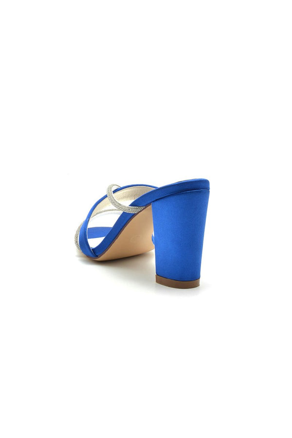 Royal Blue Satin High - Heeled Sandals - KissProm