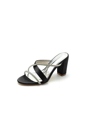 Royal Blue Satin High - Heeled Sandals - KissProm