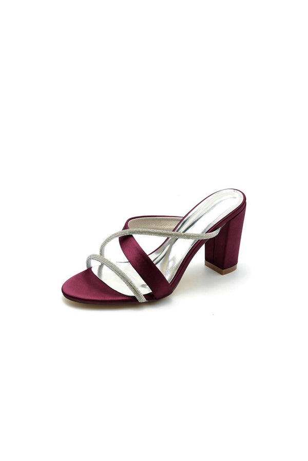 Royal Blue Satin High - Heeled Sandals - KissProm