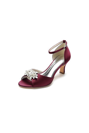 Royal Blue Satin Pump with Crystal Flower Accent - KissProm