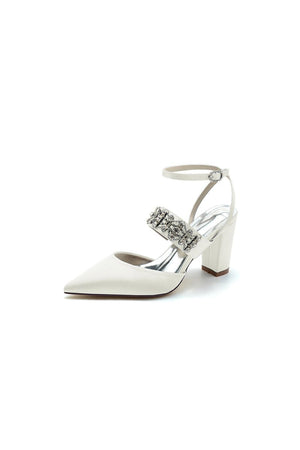 Black Satin Pump with Sparkling Silver Accent - KissProm