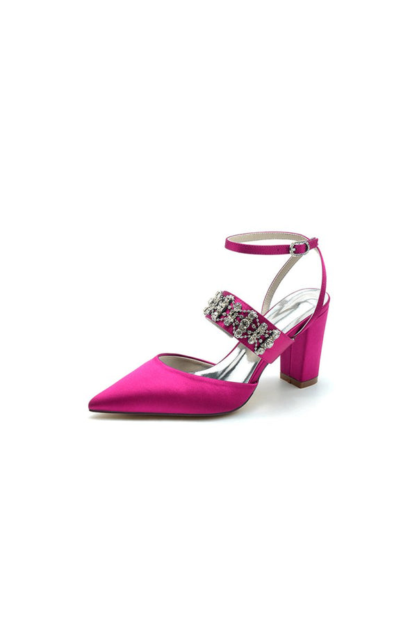 Black Satin Pump with Sparkling Silver Accent - KissProm
