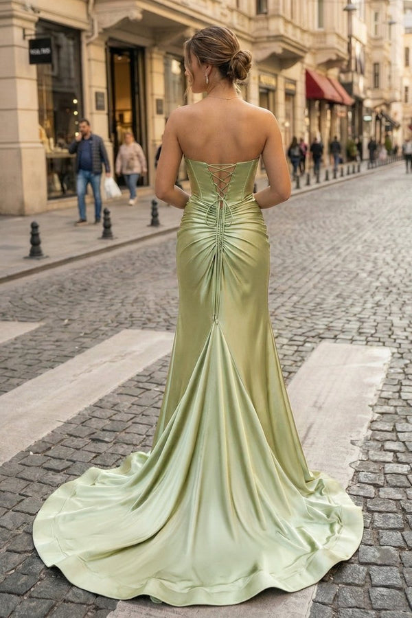 Sweetheart Satin Mermaid Long Prom Dress – Prom Dress by KissProm | Available at KissProm