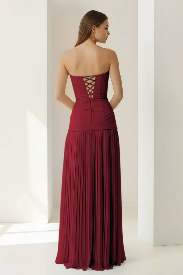 Blue Sweetheart Sheath Chiffon Pleated Long Prom Dresses – Prom Dress by KissProm | Available at KissProm