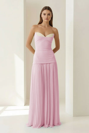 Blue Sweetheart Sheath Chiffon Pleated Long Prom Dresses – Prom Dress by KissProm | Available at KissProm