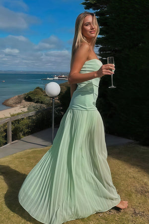 Blue Sweetheart Sheath Chiffon Pleated Long Prom Dresses – Prom Dress by KissProm | Available at KissProm