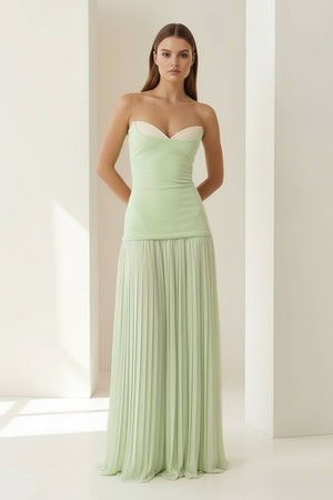 Blue Sweetheart Sheath Chiffon Pleated Long Prom Dresses – Prom Dress by KissProm | Available at KissProm