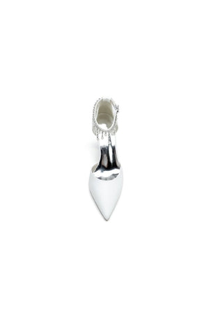 Satin Ankle Strap Pearl Beaded Satin Wedding Shoes - KissProm