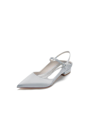 Satin Pointed Toe Buckle Kitten Heels - KissProm