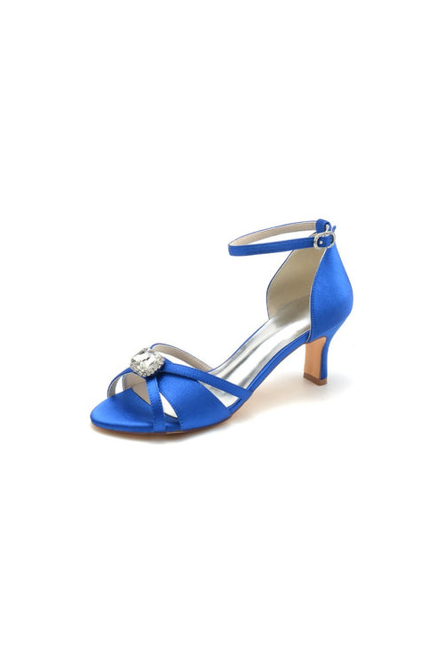 Satin Pointed Toe Hollow Out Stiletto Heels With Rhinestone - KissProm