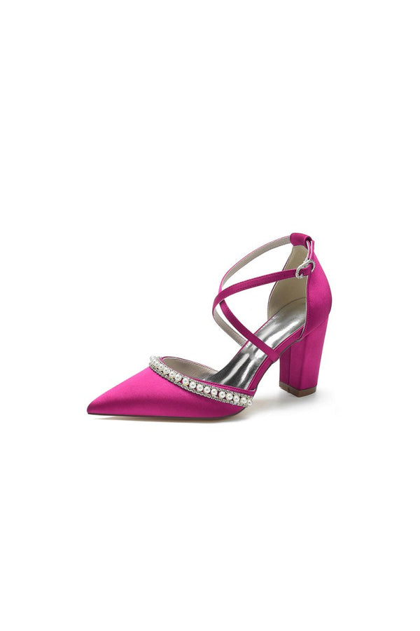 Champagne Satin Pump with Pearl and Metal Accents - KissProm