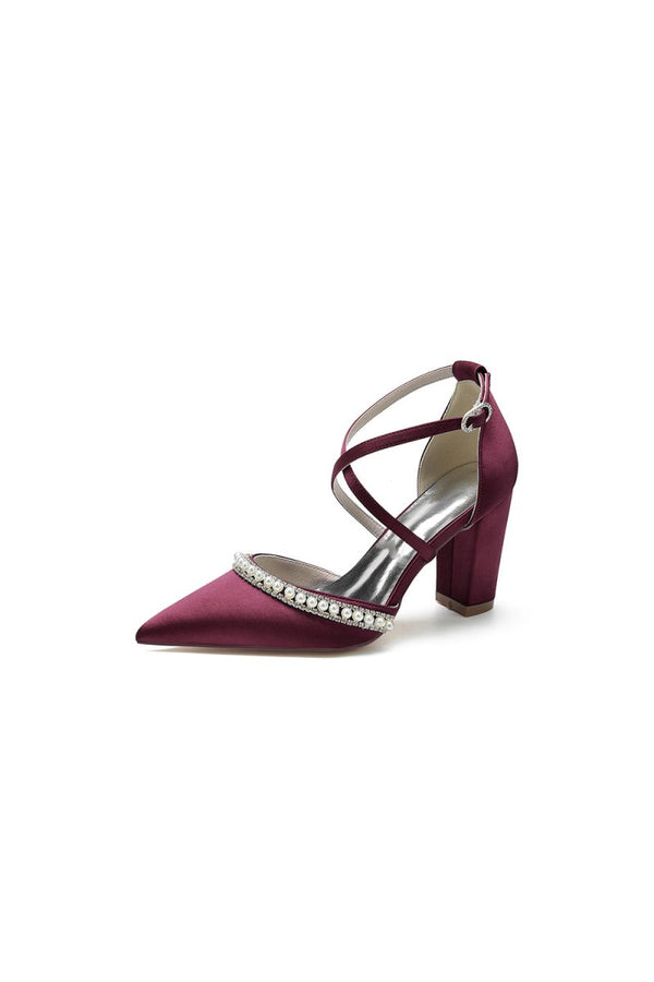 Champagne Satin Pump with Pearl and Metal Accents - KissProm