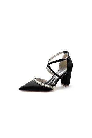 Champagne Satin Pump with Pearl and Metal Accents - KissProm