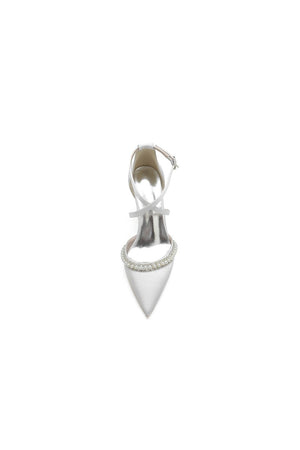 Champagne Satin Pump with Pearl and Metal Accents - KissProm