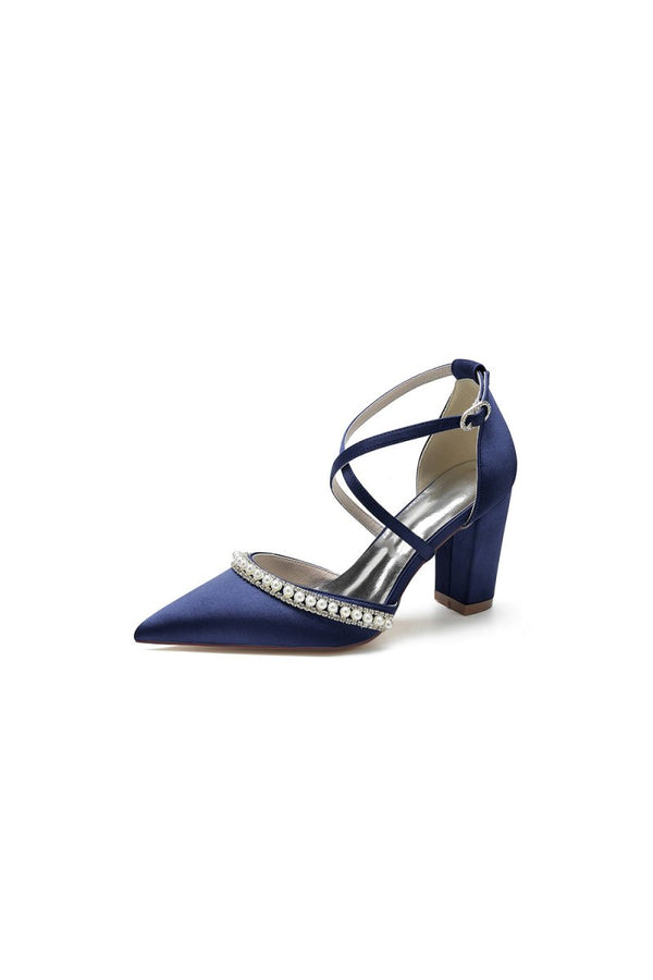Champagne Satin Pump with Pearl and Metal Accents - KissProm