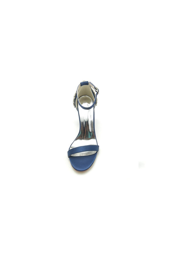 Satin Chunky Heels with Rhinestone - KissProm