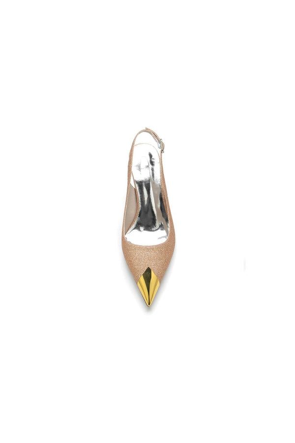 Sequin Slingback Metallic Pointed Toe High Heels - KissProm