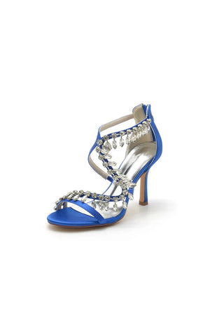 Sexy Crystal Beaded Thin Strap High Heels - KissProm