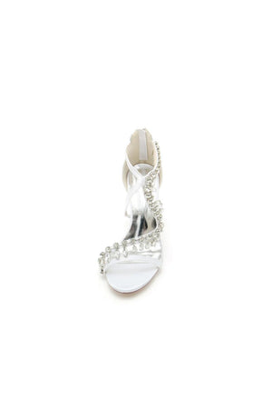 Sexy Crystal Beaded Thin Strap High Heels - KissProm