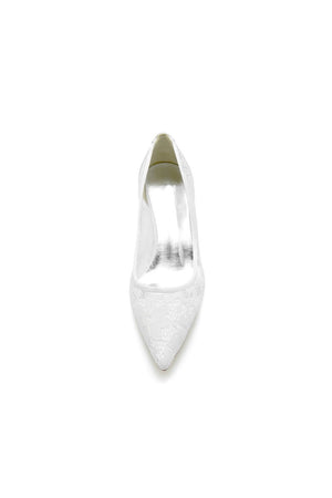 Sexy Pointed Toe High Heels with Lace Mesh Hollow Out - KissProm