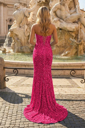 Sheath Sweetheart Sequins Prom Dress with Slit - KissProm