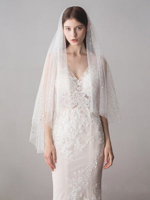 Shiny Bridal Veils with Gold Star Sparkly Wedding Veil - KissProm