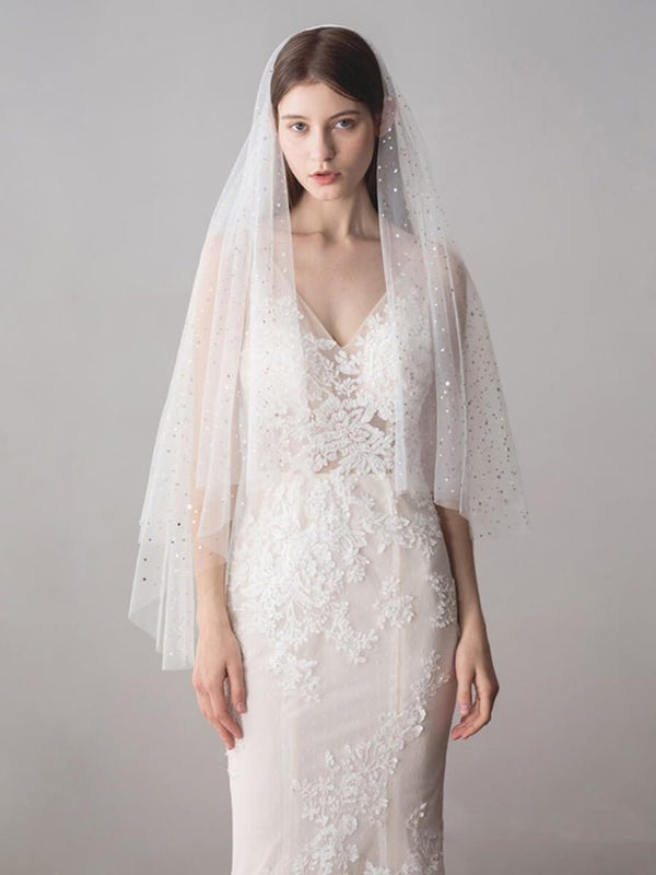 Shiny Bridal Veils with Gold Star Sparkly Wedding Veil - KissProm